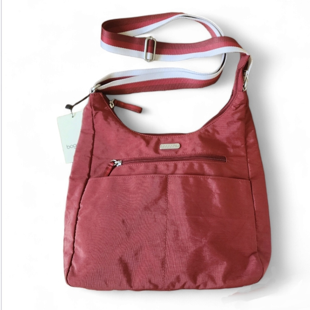 SOLD Baggallini Nylon Crossbody Bag Zip Top Maroon Red Mid Size NWT